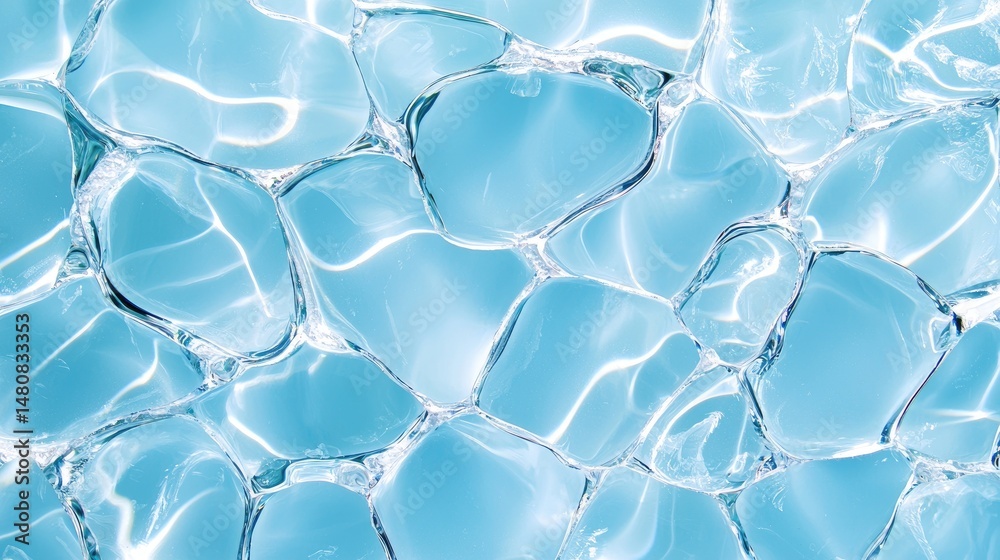 Aufkleber light refracts within interconnected clear ice cubes or frozen water