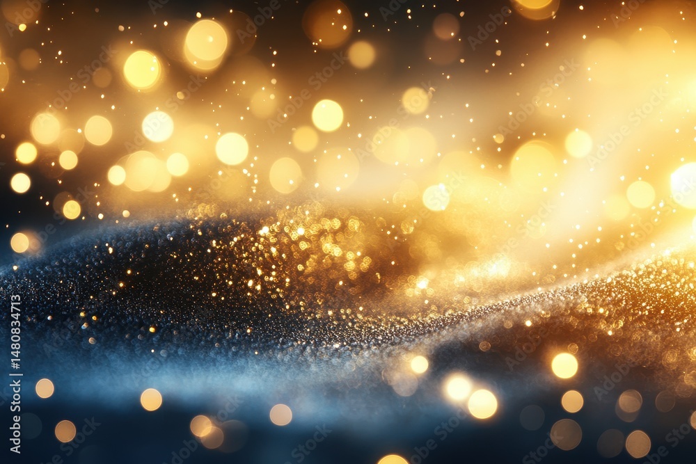 Poster Golden waves shimmer under sunlight, creating a captivating display of light and water in a tranquil ocean setting at dawn