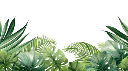 Tropical Leaves Horizontal Banner: Trendy Summer Beach Design for Promotional Use