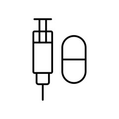 Pet Vaccine Syringe and Medicine Icon Vector