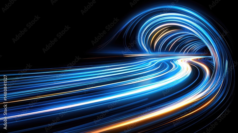 Aufkleber abstract representation of light trails through a futuristic tunnel