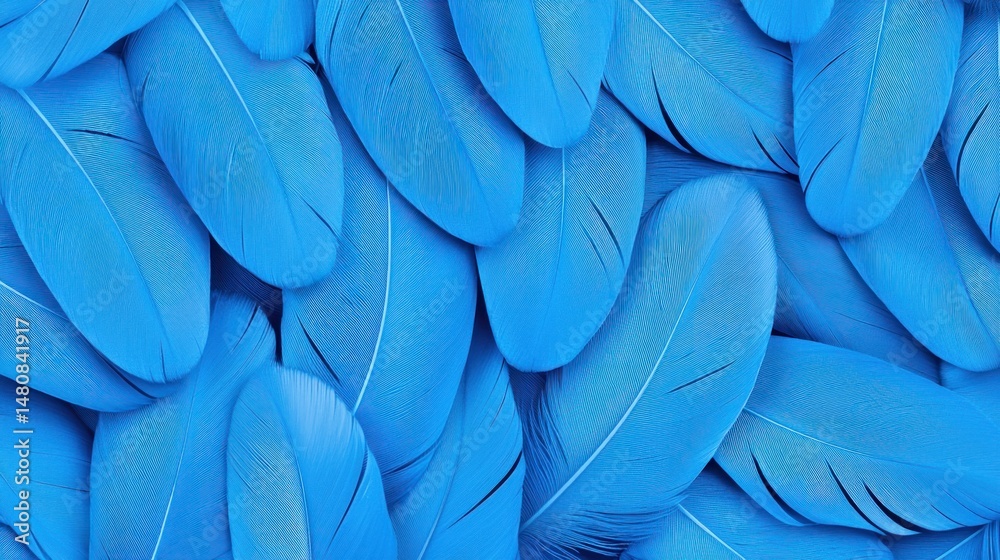 Poster many soft blue feathers are piled on top of each other