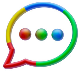 3d shape chat social media notification colorful chat dots icon Round Shape icon isolated on white background 3d illustration