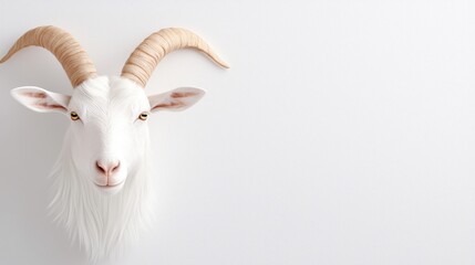 Fototapeta premium Minimalist artistic depiction of a white goat head sculpture