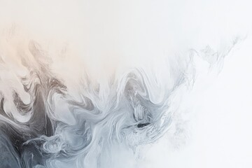 Fototapeta premium Abstract art painting with swirling grey and white hues creating a dreamy, ethereal atmosphere.
