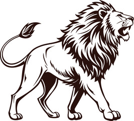 Running Wild lion Vector Illustration Silhouette Drawing