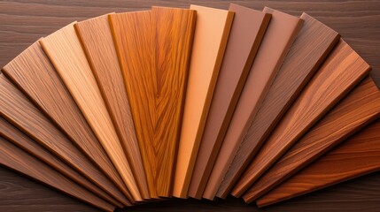 Wooden planks demonstrate different wood tones and materials aesthetically