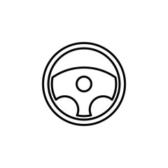 Steering wheel icon. Hands on steering wheel. Driving car. Test drive. Vector illustration isolated on white background.