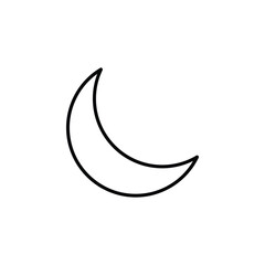 Black crescent moon isolated on white background