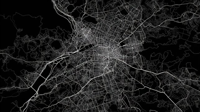 White lines showing roads and highways covering a black map of san jose, california, united states, creating an abstract and intricate pattern