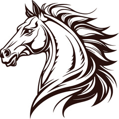 Black horse head silhouette tribal vector illustration logo design