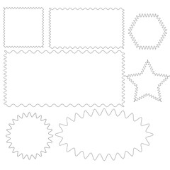 Wavy Scalloped Frames Borders Set  Zigzag Rickrack Outline Shapes Set