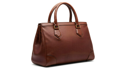Naklejka premium Bolsa de Couro Marrom Fotografada com Detalhes Nítidos