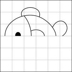 cute and simple fish drawing sketch with grid to learn how to draw for kids