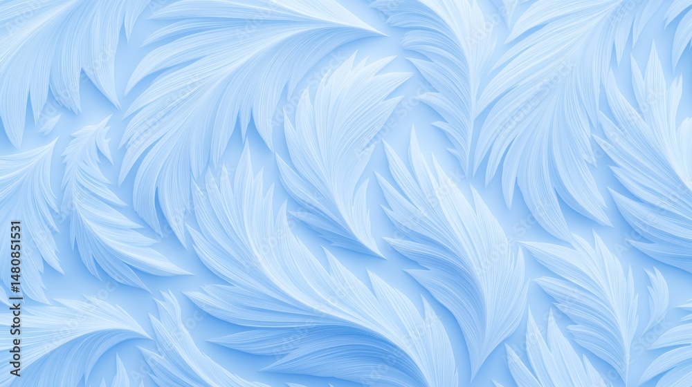 Poster delicate pastel blue feathers form an abstract textured pattern