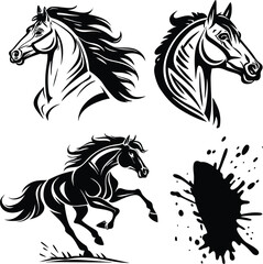 black horse vector illustration silhouette