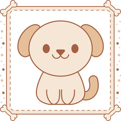 cute dog drawing with pastel colors and with bones frame