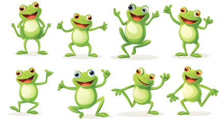 Obraz premium Professional Vector Illustration of a Happy Frog Set. Cute Cartoon Frogs Collection