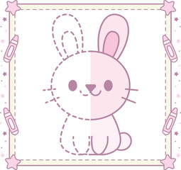 cute easy bunny drawing with dots trace to learn how to draw and color