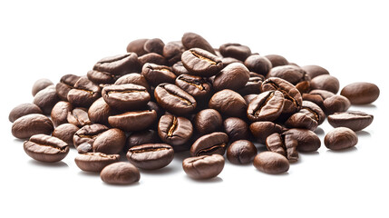 Naklejka premium A close-up of a pile of roasted coffee beans showcasing their rich color and texture.