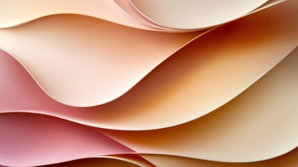 Abstract design of overlapping, curved sheets of pastel-colored paper.