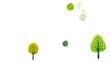 A vibrant illustration of diverse trees in various shades of green, adding a lively touch to nature-themed designs.