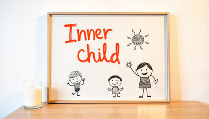 Whimsical inner child drawings on mirror, playful creativity