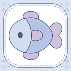 cute fish drawing with pastel colors and with bubbles frame
