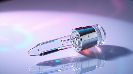 A futuristic, scientific vial,  with  transparent glass,  metallic accents,  and  a  glowing  interior