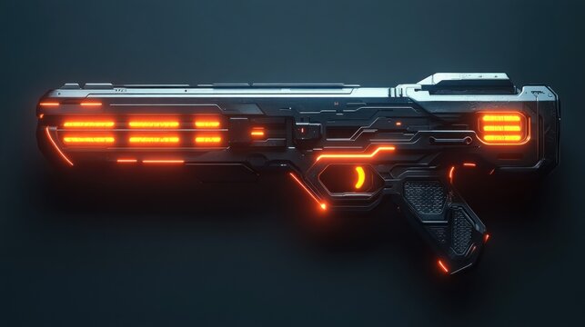 Futuristic weapon glowing sci fi gun with dark metallic design