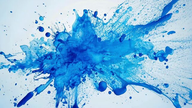 splash of vibrant blue paint creating dynamic explosion on white surface expressive contemporary