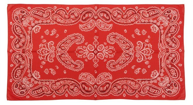 Red Paisley Bandana Pattern Design - A vibrant red bandana featuring a classic paisley and floral pattern. Symbolizing heritage, tradition, , freedom, and individuality