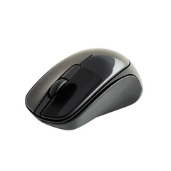 Black Wireless Computer Mouse on White Background for Efficient Computing Tasks on transparent background