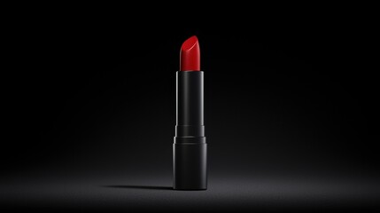 A red lipstick with a black cap.