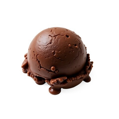 Cold Chocolate Ice Cream Scoop on Transparent Background