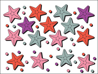 Colorful Starfish Pattern with Dots Summer Beach Design