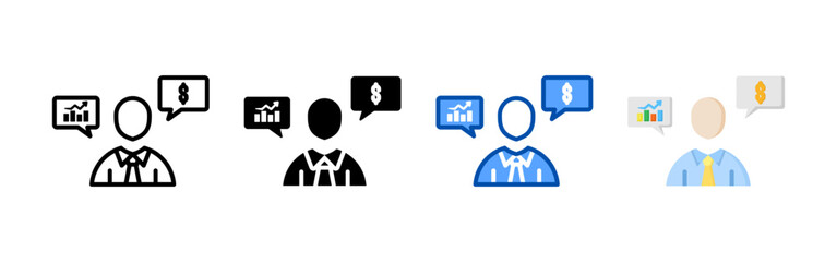 Financial advisor icon set bundle. Multi style icon collection perfect for websites, apps, and presentations. Simple vector icon collection