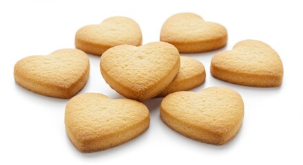 Obraz premium Sweet Heart Shaped Cookies Isolated - Delicious heart-shaped cookies, perfect for Valentine's Day, romantic gestures, baking, sweetness, and love