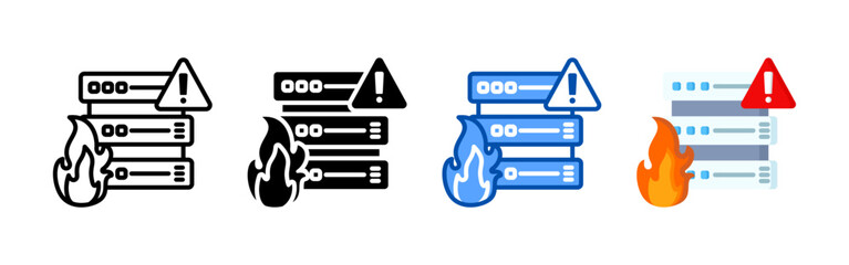 Server down icon set bundle. Multi style icon collection perfect for websites, apps, and presentations. Simple vector icon collection