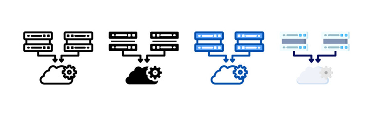 Data migration icon set bundle. Multi style icon collection perfect for websites, apps, and presentations. Simple vector icon collection