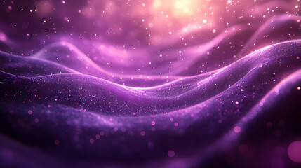 Shimmering purple waves with glowing particles and a soft light source