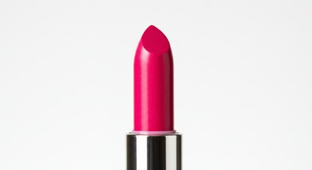 Vibrant Pink Lipstick Tube - Close-up shot of a single tube of vibrant pink lipstick against a white background. Perfect for beauty, makeup, and cosmetic product marketing