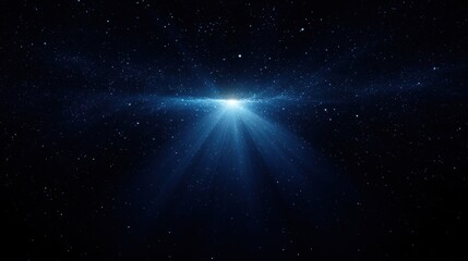 A starry night sky with a bright blue galaxy in the center.