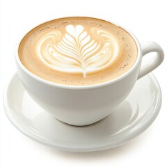 Cup of Latte with Heart Art – Coffee Culture and Food Industry Cutout