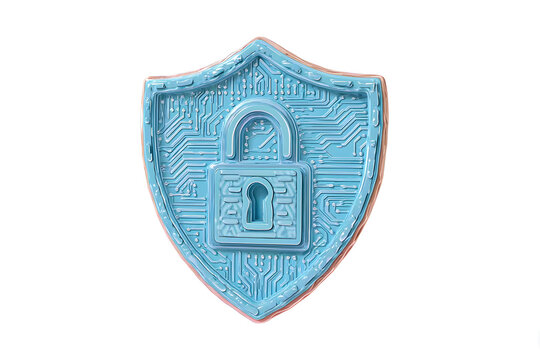 Cybersecurity Lock with Glowing Circuit Lines &ndash; Data Protection and Network Security Concept