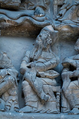 Obraz premium One of the twenty-four Elders of the Apocalypse, holding harps in praise of God, carved on the tympanum of Moissac (12th century).