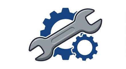 Wrench and Gears Illustration - Repair, maintenance, engineering, technology, and solutions. Symbolizing efficiency, precision, and problem-solving