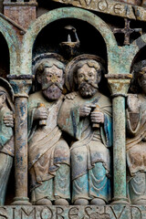 Tympanum of the Last Judgment (12th century). The prophets and the scroll of parchment.
