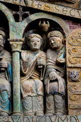 Tympanum of the Last Judgment (12th century). The prophets and the scroll of parchment.
