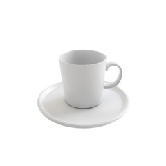 Elegant White Coffee Cup on Saucer Perfect for Home or Café Settings on transparent background